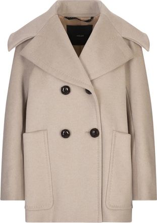 Max Mara Grijze Cashmere Jas met M Motief - Dames - Mantel - Grijs - S - Satijn - Jassen