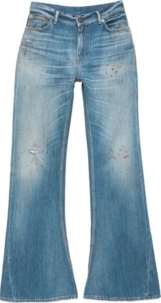 Acne Studios flared patch trousers - women - Cotton/Calf Leather - S - Blue