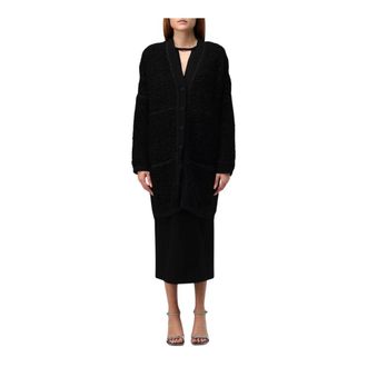 Giorgio Armani Cardigans, female, Black, XL, Textured Knit Cardigan