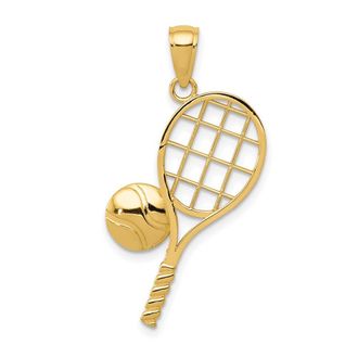 Diamond2Deal 10k Yellow Gold Diamond-Cut Tennis Racquet Charm