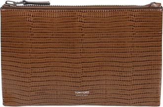 Tom Ford Gedrukte Tejus Polsband Minimal Line Slim Pochette - Heren - Schoudertassen - Bruin - ONE Size - Leer - Tassen