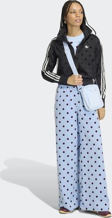 adidas Originals pantaloni sportivi satinati a gamba larga blu a pois