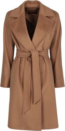 Max Mara Jassen, Dames, Bruin, 3Xs, Wol, Dravenna Wool Coat