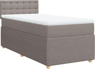vidaXL Cama Box Spring Con Colch&oacute;n Tela Gris Taupe 90x200 Cm Vidaxl