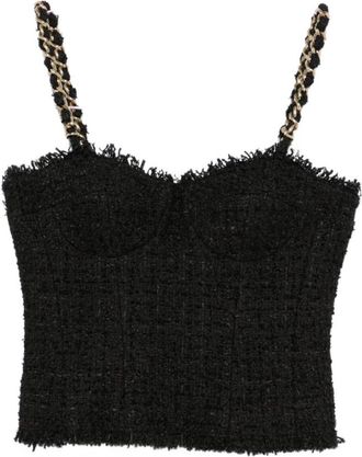 Balmain Tweed Top Met Kettingbandjes - Dames - Tops zonder mouwen - Zwart - M - Tweed - Tops