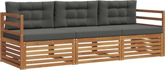 vidaXL Conjunto De Sof&aacute;s De Exterior 3 Uds. Natural Y Antracita Vidaxl
