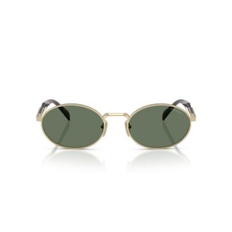 Prada Oval Green Lens Sunglasses with Gold Frame