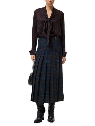 Burberry Wool-Blend Pleated Skirt