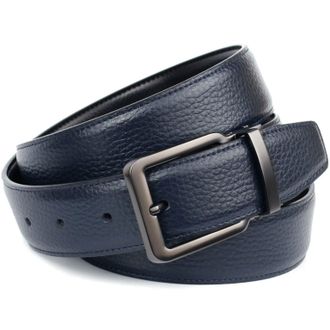 Anthoni Crown Lederg&uuml;rtel ANTHONI CROWN, Herren, Gr. 100, schwarz (dunkelblau, schwarz), Leder, unifarben, G&uuml;rtel Lederg&uuml;rtel, Wendeg&uuml;rtel in dunkelblau und schwarz