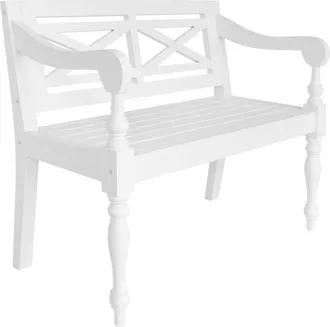 vidaXL Batavia Bench 98 cm Solid Mahogany Wood White vidaXL