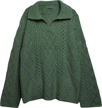 Guess Gusa Kabeltrui - Heren - Polos - Groen - S - Wol - Tops