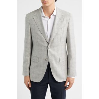 BOSS Jeff Regular Fit Grey M&eacute;lange Silk & Wool Sport Coat in Silver at Nordstrom, Size 42