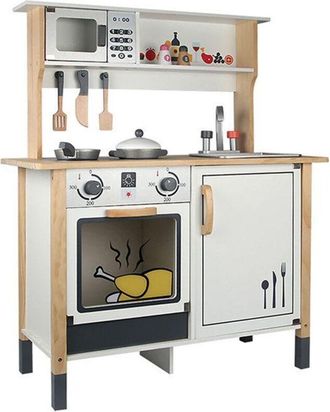 OEM Cocina De Madera Para Ni&ntilde;os Con Accesorios Todo Equipado Y Horno Marr&oacute;n