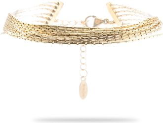 Freddy Bracciale multi-filo in acciaio dorato con catena a spiga