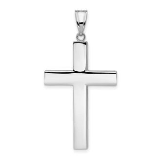 Diamond2Deal 14k White Gold Polished Hollow Cross Pendant