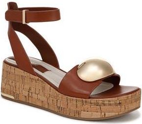 Franco Sarto Taysha Ankle Strap Platform Wedge Sandal in Brown at Nordstrom Rack, Size 7.5
