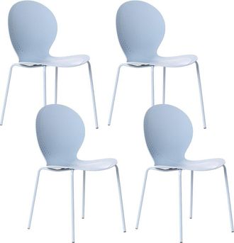 Beliani Set of 4 Garden Chairs Light Blue Synthetic Material Plastic Indoor Outdoor Garden Dining Room Modern Style MILOS