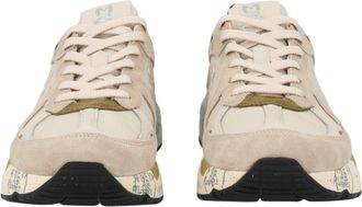 Premiata Layered Sneakers With Textured Sole And Olive Accents