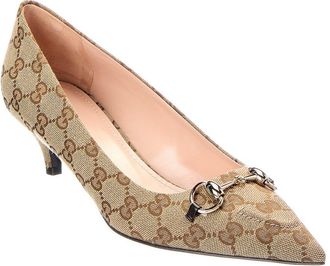 Gucci Horsebit Gg Supreme Canvas & Leather Pump