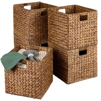Best Choice Products 13x13in Hyacinth Storage Baskets, Set of 5 Multipurpose Collapsible Organizers