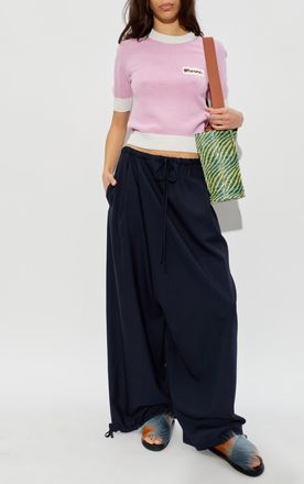 Marni Wool Trousers, Womens, Navy Blue