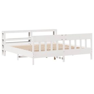 Berkfield Home Decorative Bed Frame without Mattress White 200x200 cm Solid Wood Pine