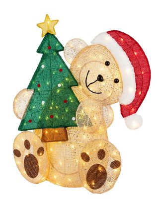 Glitzhome Indoor/Outdoor Battery-Operated Lighted Greeting Bear