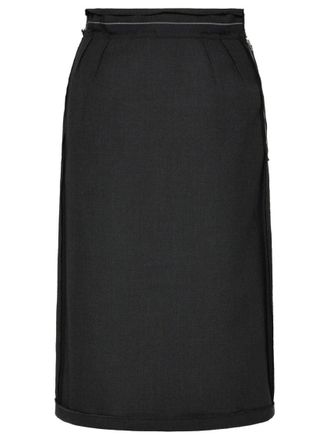 Maison Margiela Black Solid Midi Skirt
