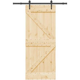 vidaXL Vidaxl - Puerta Corredera Con Herrajes Madera Maciza De Pino 85x210 Cm