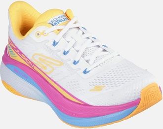 Skechers Womens Skechers Performance Max Cushioning Propulsion Textile Womens White/Orange Trainers - Size: 4