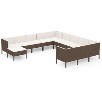 vidaXL 12 Pcs Set Lounge Garden Con Almohada