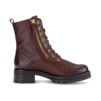 Gabor Schoenen, Dames, Bruin, 40 1/2 EU, Leer, Sportieve Veterlaars tot halverwege de kuit met twee ritsen