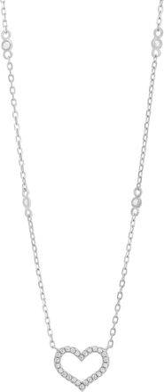 Savvy Cie Jewels RHODIUM PLATED WHITE CZ HEART NECKLACE