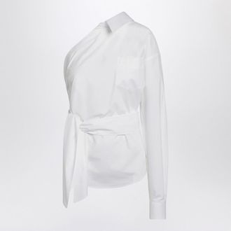 Moschino One Shoulder White Shirt With Sash