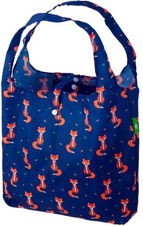 Eco Chic Lightweight Foldable Reusable Shopping Bag Water Resistant Tote Bag (Foxes Navy)