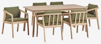 Sklum Set De Mesa Rectangular 180x90 Cm Y 6 Sillas De Jard&iacute;n En Madera De Acacia Kaela Sklum
