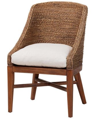 Baxton Studio Jasper Seagrass Dining Chair With Mahogany Wood Frame
