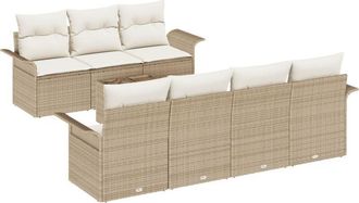 vidaXL Garden Sofa Set 8 pcs Beige Poly rattan Vidaxl