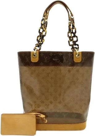 Louis Vuitton Pre-owned Monogram Vinyl Cabas Ambre MM Tote Bag - Dames - Vintage Shopper - Bruin - ONE Size - Leer - Vintage