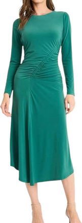 Maggy London Asymmetric Gathered Dress In Evergreen