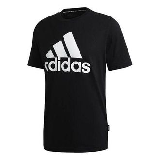 adidas Mh Bos Tee Contrasting Colors Large Logo Sports Round Neck Short Sleeve Black GC7346