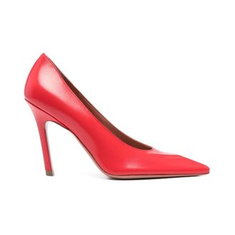 Amina Muaddi Pumps, female, Red, Size: 6 1/2 US Crimson Pointed Toe Stiletto Heels