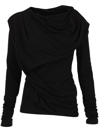 Entire studios Twisted Draped Black Long-Sleeve Top