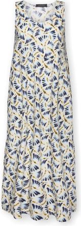 Elena Miro Geprinte Lange Jurk - Dames - Casual kleedjes - Blauw - S - Katoen - Kleedjes