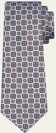 Kiton Mens Square Medallion Silk 7-Fold Tie
