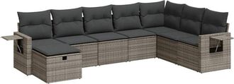 vidaXL Set De Sof&aacute;s De Jard&iacute;n Y Cojines 8 Piezas Rat&aacute;n Sint&eacute;tico Gris Vidaxl