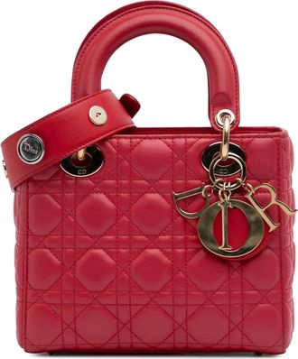 Dior Borsa a tracolla My ABCDior Lady Dior piccola in pelle di agnello con motivo Cannage 2017 - Rosso