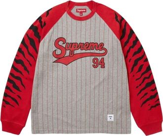 SUPREME SS26 Tiger Raglan L/S T-Shirt Heather Grey SUP-SS26-123-RED
