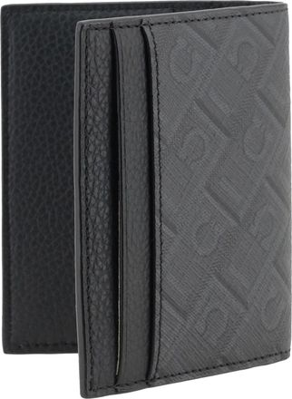 Ferragamo Mens Leather Cardholder Grey Patterned Medium Wallet