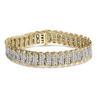 House of Brilliance 10K Yellow Gold 4.0 Cttw Diamond S-Link Bracelet